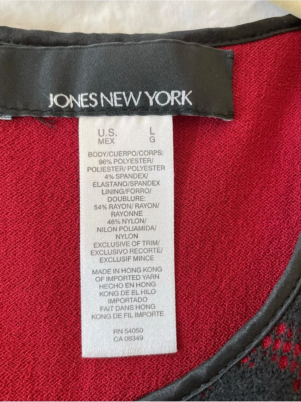 Jones New York Red and Black Lace Overlay Jacket